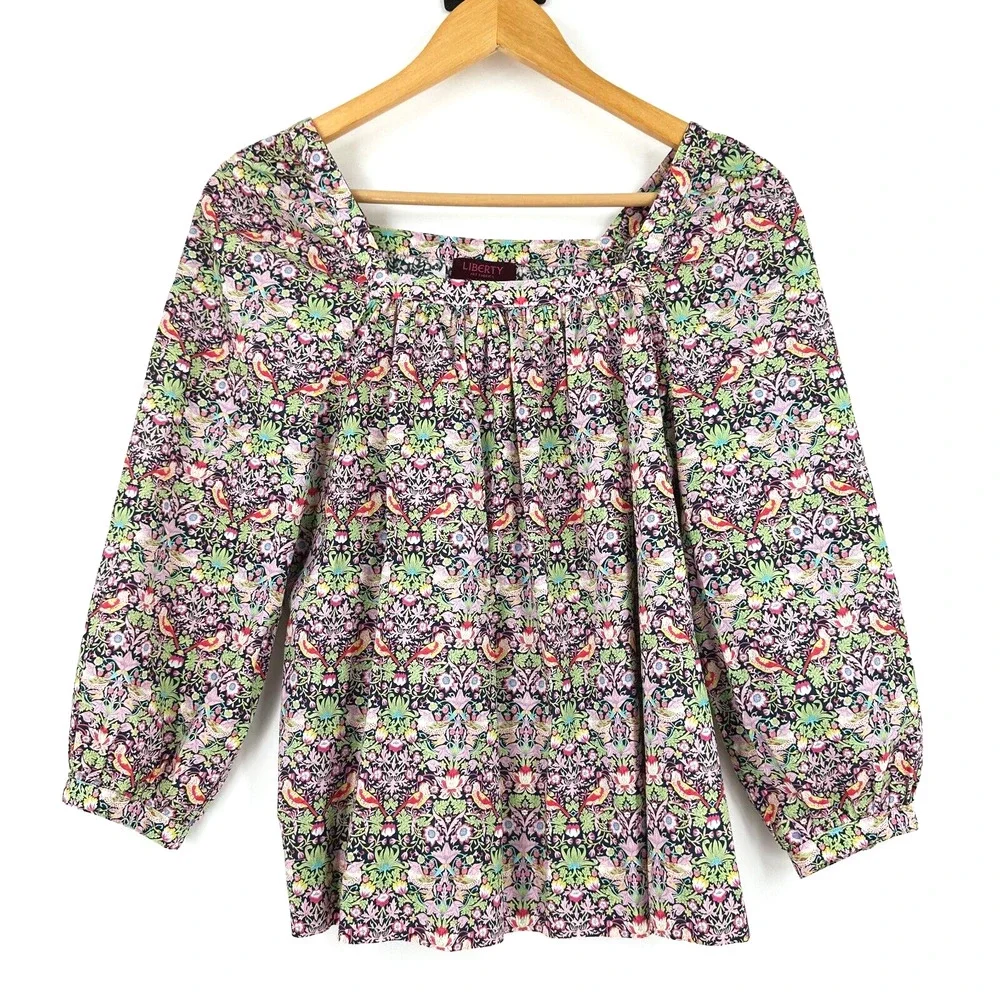 J Crew Womens Liberty Fabric‎ Peasant Top Size 0 Floral Cottagecore Boho Retro
